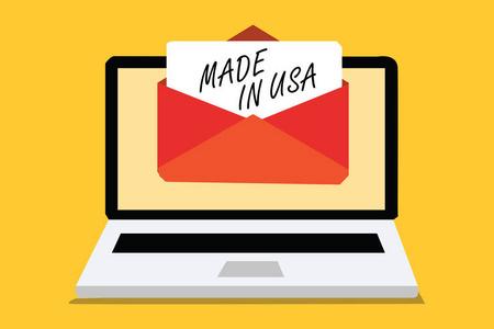 概念照片美国品牌美国制造本地产品计算机接收电子邮件重要邮件信封与